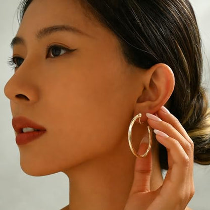Gold Clip On Hoop Earrings for Women Large Rhinestone Statement Hoops Non Pierced Earrings Wedding Bridesmaid Party Jewelry - color: B1:gold