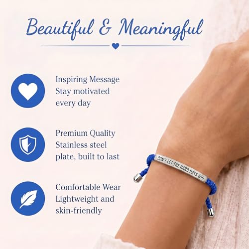 Frodete Dont Let The Hard Days Win Bracelet Inspirational Gifts for Women Adjustable Braided Tube Bracelet Gifts for Friends - color: A8:dark blue