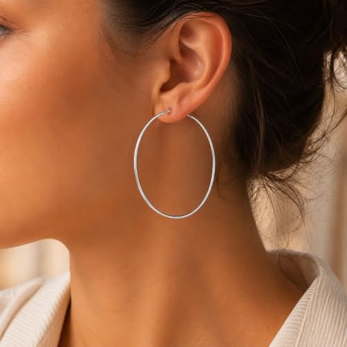 Big Chunky Gold Hoop Earrings for Women Beaded Large Statement Earrings Lightweight Fashion Jewelry Daily Wear Party Gift - color: E3:Silver 5cm