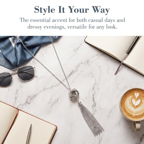 Tassel Necklace For Women Silver Y Knot Pendant Snake Chain Jewelry | Tassel Necklace For Women Knot Pendant Snake Chain Adjustable Minimalist Elegant Jewelry For Daily And Formal Wear