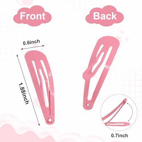 80Pcs 2Inch Hair Snap Clips Solid Candy Color Hair Pins for Women Girls | 80Pack 5cm snap water drop clips durable material diy craft clips - color: Solid Colors