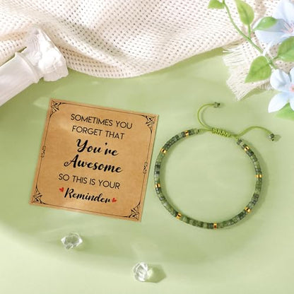 JoycuFF Gifts for Women Inspirational Gifts for Teen Healing Natural Stone Bracelets for Women Friends Sister - style: You're awesome-Jade Nephrite