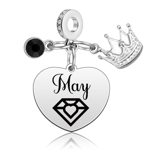 Birthday Gifts for Women Birthstone Charms for Bracelets Necklaces Jewelry Gift for Mom Wife Daughter Granddaughter Niece Sister Girlfriend - color: May