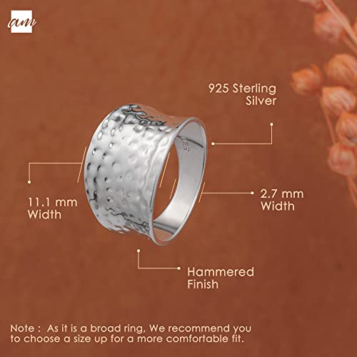 Amberta Women's 925 Sterling Silver Hammered Ring