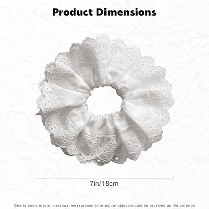 White Scrunchie, Extra Large Lace Scrunchies for Women, 7 Inch Oversized Scrunchie, Satin Big Scrunchies White Hair Ties for Women Girls Thick Thin Hair