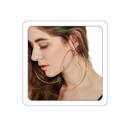 BETHYNAS 110 120mm Gold Large Basketball Hoop Earrings for Women Big Thin Hoop Fashion Round Circle Huggie Minimalist Earrings - color: 120mm