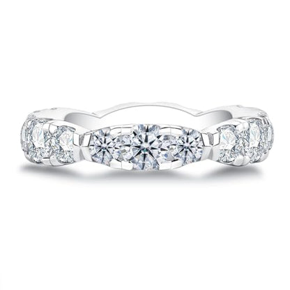 Moissanite Eternity Ring, S925 Sterling Silver Wedding Band for Women - style: Wavy Moissanite Eternity Band