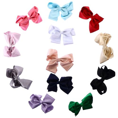Cabilock 12 Pieces Bowknot Hair Clip Set Mixed Color Ribbon Barrettes Fashion Hair Accessories for Teens and Women Everyday Wear Random Color