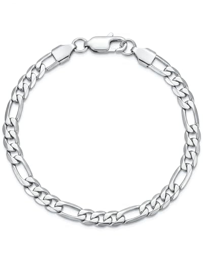 Stainless Steel 5 mm Figaro Link Chain Bracelet (6.5-8 Inches) | Diamond-Cut Figaro Chain Bracelet 5 mm for Men and Women 18K Gold & Silver - size: One Size