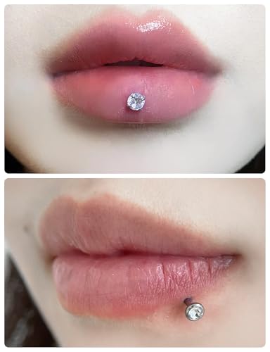 20G 18G 16G Threadless Lip Labret Medusa Monroe Nose Piercing Jewelry Surgical Steel Snake Bites Lip Rings Flat Back Push in Cartilage Tragus Helix Conch Earring Stud 6mm 7mm 8mm 10mm Bars - color: Silver-18G（1.0mm)-6/7/8/10mm Bars-3mm CZ