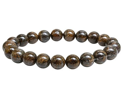 Amazing Gemstone Bronzite Crystal Bracelet for Women Men's Gifts - Protection Healing Crystal Bracelet - 8mm Gemstone Beaded Stretchable Bracelet Pulseras Para Hombres Mujer Stocking Stuffers Mothers Day Gift - color: Bronzite