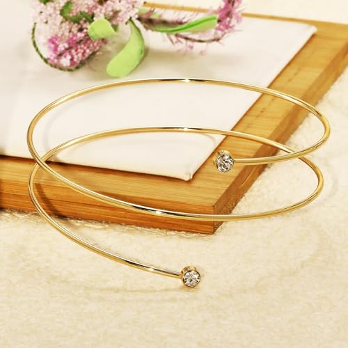 Gold Coil Arm Cuff for Women,Upper Cuff Bracelet Armlet Minimalist Armband Bangle Liquid Lava Chain Open Bangle bracelets for Women - style: gold 1