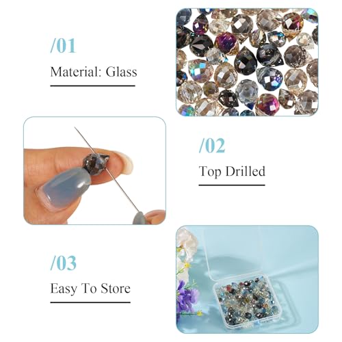 100Pcs Faceted Teardrop Crystal Beads Transparent Electroplate Water Drop Top Drilled Beads Colorful Teardrop Chandelier Charms for DIY Crafts Earring Bracelet Jewelry Making - color: Mixed Color-D