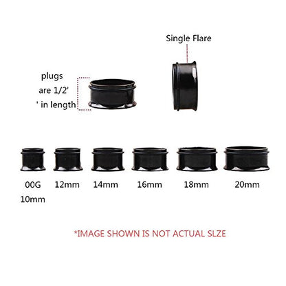 TOPBRIGHT 24PCS UV Acrylic Tapers and Surgical Steel Plugs Ear Gauges Kit Eyelets Stretching Set 00G-20mm - color: Black