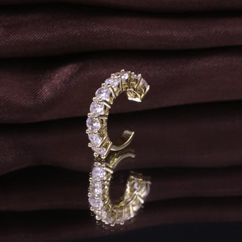 Ear Cuffs Non Piercing Gold Silver Earrings Cute Cubic Zirconia Sparkling Ear Cuff for Women Clip On Cartilage Huggie Earring Christmas Jewelry Costume - color: Gold-One