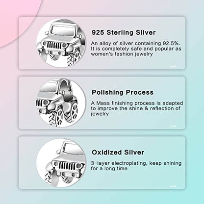 Family Love Mother Daughter Grandma Charm 925 Sterling Silver fits Bracelets Necklace Pendant Bead Charms Jewelry Gift for Women Family Friends - color: Car Charm