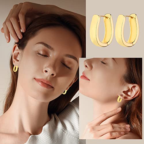 Wgoud 6 Pairs Chunky Gold Hoop Earrings for Women, 14K Gold Plated Hoop Earrings Hypoallergenic, Thick Lightweight Twisted Huggie Hoops Earring Set for Women’s Jewelry GIfts - color: 6 Gold Hoops set