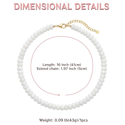 Gemstone Beaded Necklace for Women Colorful Natural Stone Freshwater Pearl Surfer Beach Rainbow Necklace Jewelry Gift - color: White-2