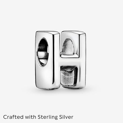 Pandora Alphabet Charm - Compatible Moments - Gift for Her - Made with Sterling Silver - with Gift Box - style: Letter H
