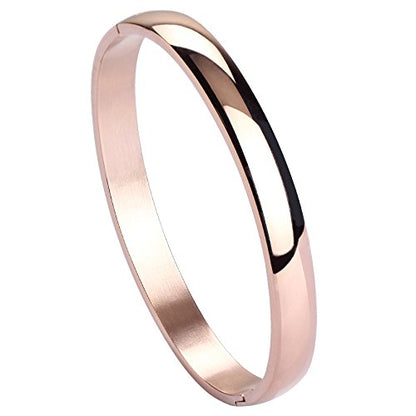 Stainless Steel Bracelet for Women High Polished Bracelet Grooved Cuff Bangle 7" - style: 8mm Wide