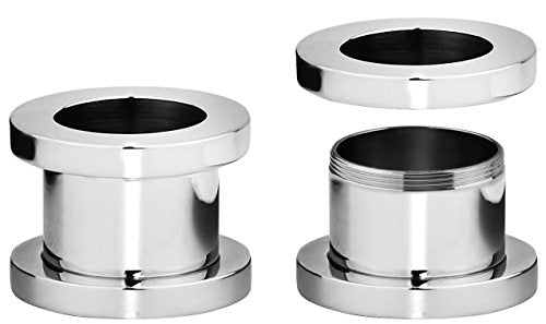 Forbidden Body Jewelry 1.2mm - 16mm Surgical Steel Ear Gauges Screw Fit Tunnels, Tunnel Plug Earrings Sold as a Pair - style: 10mm (00 Gauge)