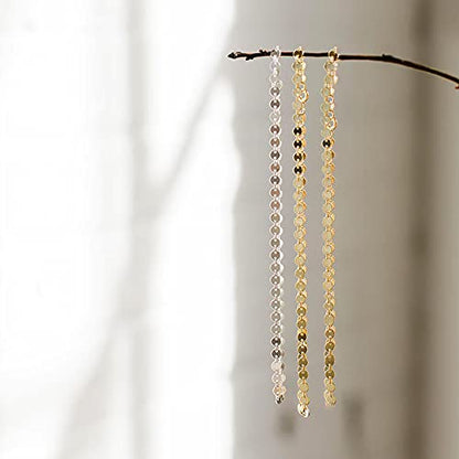 CHESKY 14K Gold Plated Silver Dainty Satellite Choker Necklace for Women | Layered Beaded Chain Necklace, Thin Choker Jewelry, Dainty Gold necklace, Minimalist Trendy Jewelry, Daily Gift for Women - style: Disc-Gold