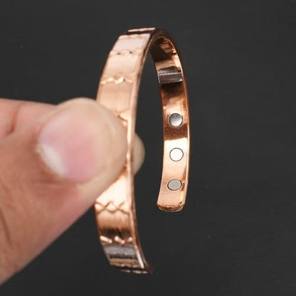 Pure Copper Cuff Bangle Bracelet 100% Solid, Raw & Uncoated Handmade Bracelets Jewelry Cuff Gift Bangle for Women & Men - color: Copper Cb-106