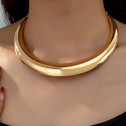 Collar Necklace for Woman Trendy Silver Choker Necklaces for Woman Statement Open Round Collar Choker Necklace - style: Style 8