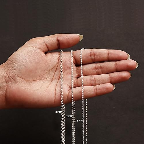 LeCalla 925 Sterling Silver Italian Jewelry Trendy Gift 1.5 MM, 2 MM, 3 MM Rolo Link Chain Necklace for Teen Women and Men with Spring Ring Clasp (16, 18, 20, 24 Inches) - size: Length 16 Inches, style: 1.5 MM