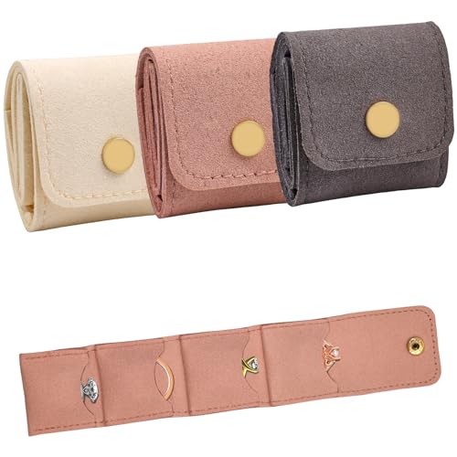 3 Pack Mini Jewelry Organizer, Travel Jewelry Case, Foldable Multifunctional Travel Jewelrys Pouch for Earrings, Necklaces, Rings, Chain Bracelets, Brooches - color: Grey