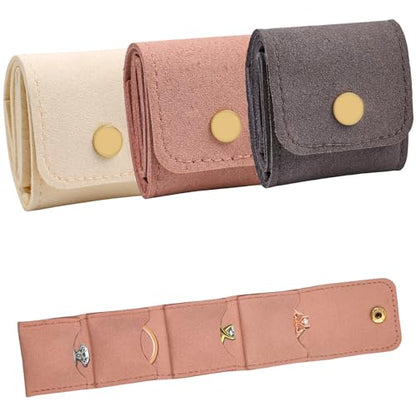 3 Pack Mini Jewelry Organizer, Travel Jewelry Case, Foldable Multifunctional Travel Jewelrys Pouch for Earrings, Necklaces, Rings, Chain Bracelets, Brooches - color: Grey