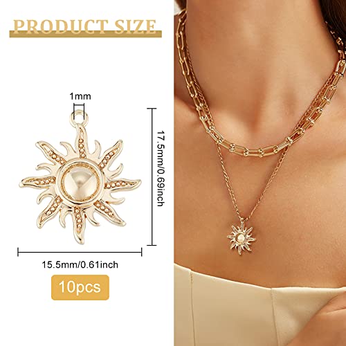 BENECREAT 10Pcs 18K Real Gold Plated Sun Shape Pendant, Gold Sun Charms Celestial Pendants for Crafting Bracelet Necklace Jewelry Findings Making, 17.5x15.5x3mm, Hole: 1mm - color: Sun