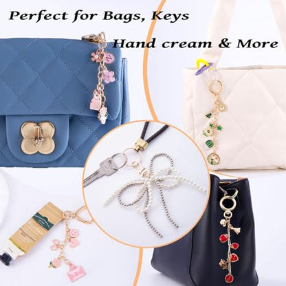 Wurosi 325PCS Charms Lip Gloss Keychain Making Kit, DIY Bag Charm Kit | Included 20 Keychain Clips 25 Extender Chain 118 Charms Jewelry Plier, Keychain Making Supplies for Jewelry Making,Xmas Gifts - color: 325 Pcs Gold Keychain Kits