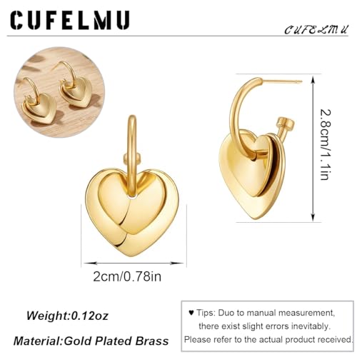 Two Tone Heart Dangle Earrings for Women Gold and Silver Heart Hoop Earrings 14K Gold Plated Valentine's Day Trendy Jewelry Everyday Jewelry - color: gold B