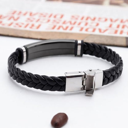 Let Them Infinity Leather Bracelet, Self Worth Motivation Bracelet Stainless Steel Black Braided Leather Bangle Bracelets Handmade Engraved Inspirational Friendship Jewelry Gift for Men - style: Style B