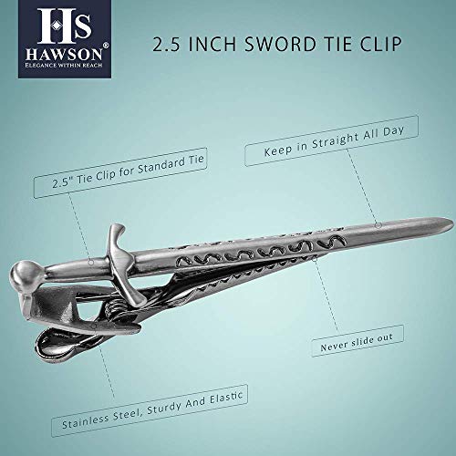 HAWSON 2 inch Tie Clip for Men-Novelty Sport Necktie Bar Clip,Tie Pin,Special Interesting Gift for Men - style: Sword