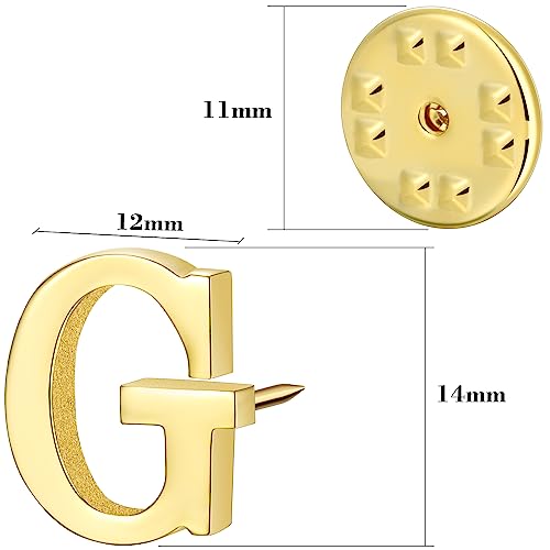Initial Lapel Pin for Men Women, Brooch Pins for Men Suits, Metal Button Pins in 18K Gold and Silver Tone. - color: Gold-G