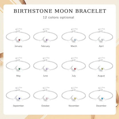 Moon Bracelet for Women 925 Sterling Silver Moonstone/Birthstone Moon Bracelet Butterfly/Dragonfly Bracelet Celtic Moon Butterfly Dragonfly Jewelry Gifts for Women - style: 03-Mar Birthstone