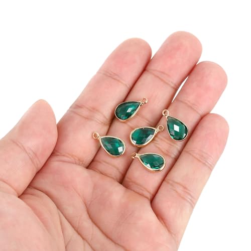 PATIKIL Birthstone Charm Beads Drop Pendant, Handmade Birthstone for Personalized Earrings Bracelet Necklace - color: Green, size: 0.63" x 0.31"