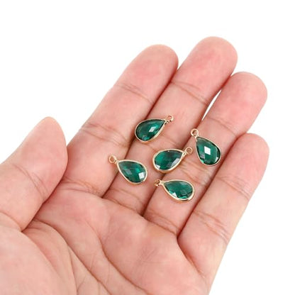 PATIKIL Birthstone Charm Beads Drop Pendant, Handmade Birthstone for Personalized Earrings Bracelet Necklace - color: Green, size: 0.63" x 0.31"