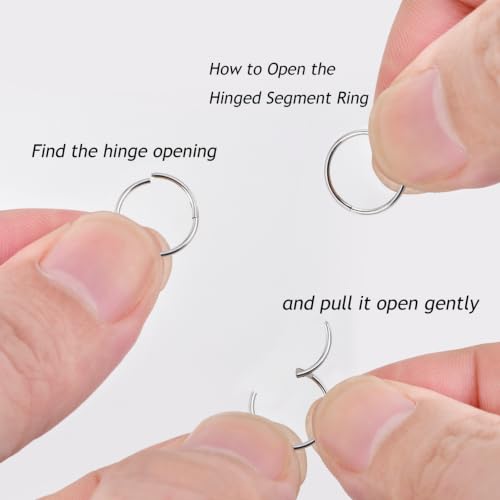 Lantine Nose Rings Hoops set for Women Set 316L Surgical Steel Septum Rings Rook Daith Tragus Piercing Jewelry Hinged Cartilage Hoop Earrings - color: 5Pcs Steel, size: 16G 8mm