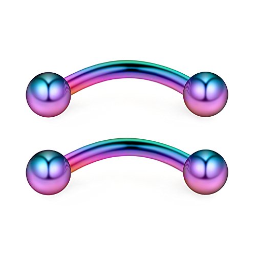12PCS 12G Surgical Steel PA Eyebrow Ear Navel Belly Lip Ring Body Piercing Jewelry - style: 12mm w Balls