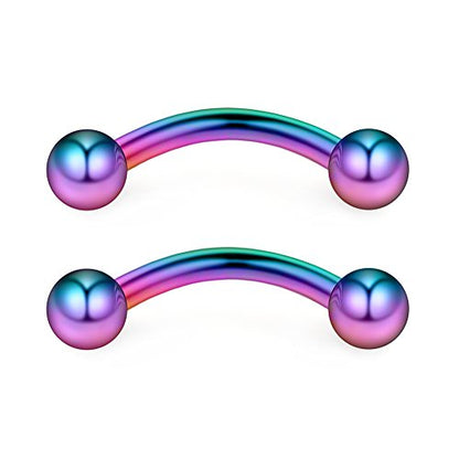 12PCS 12G Surgical Steel PA Eyebrow Ear Navel Belly Lip Ring Body Piercing Jewelry - style: 12mm w Balls