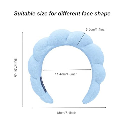Spa Headbands for Washing Face Makeup Skin Care Headband Women Bubble Facial Beauty Headbands Puffy Shower Towel Band Hair Headband - color: Blue