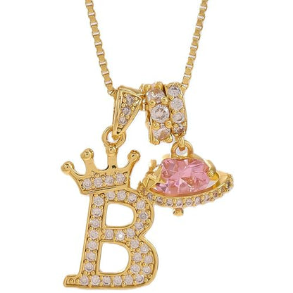 18K Gold & Silver Plated Initial Necklaces for Women - color: B-Gold
