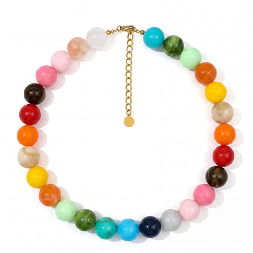 Chunky Beaded Necklace for Women, Colorful Trendy Statement Summer Jewelry Gift - color: necklace-1