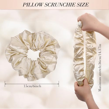 3 Pcs Large Satin Scrunchies, 6 Inch Hair Ties For Thick Curly Hair | Sleepy Hair Tie, Self-Care Gifts, Soft Padded Satin, Hair Scrunchies, Reduces Frizz and Pulling, for Thick or Fine Hair - color: Brown Series