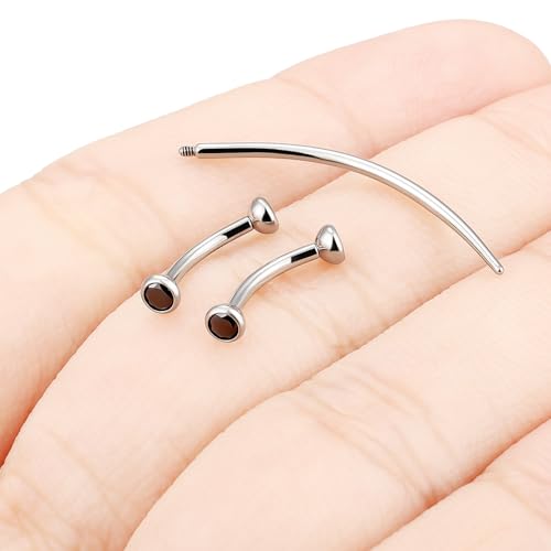 F136 Titanium 16g 6/8/10mm Eyebrow/Rook/Snug/Vertical-Labret/VCH/Snake-Eyes/Anti-Tragus/Christina/Daith/Belly-Button/Bridge/Hood/Surface Curved Barbell Piercing Jewelry for Women Men - color: Black, size: 8 mm (5/16 in)