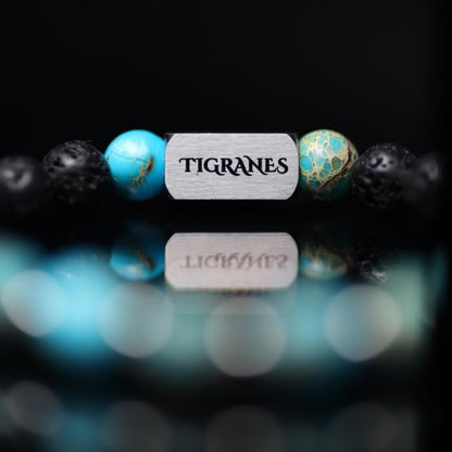 Tigranes Premium Natural Stone Bracelet Collection – Handmade Gemstone Jewelry in Luxury Branded Gift Box - style: Turquoise-Lava Balance