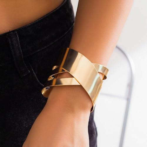Chunky Gold Cuff Bracelet Chunky Bangles for Women Non Tarnish Modern Gold Jewelry Gifts trendy fashion fall fashion jewelry womens fashion - color: F-Bohemian style bracelet